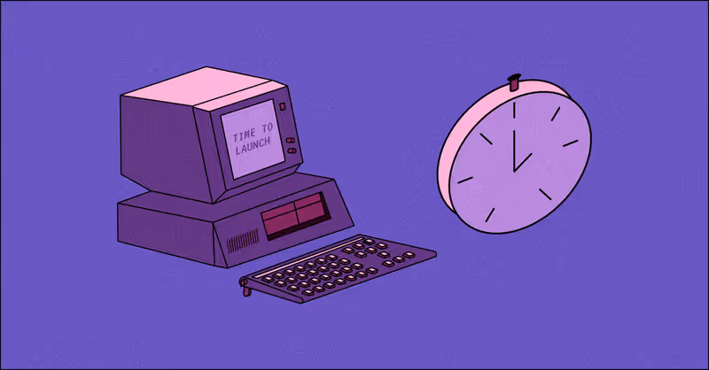 Introducing Unstruction; illustration showing a retro computer and stopwatch